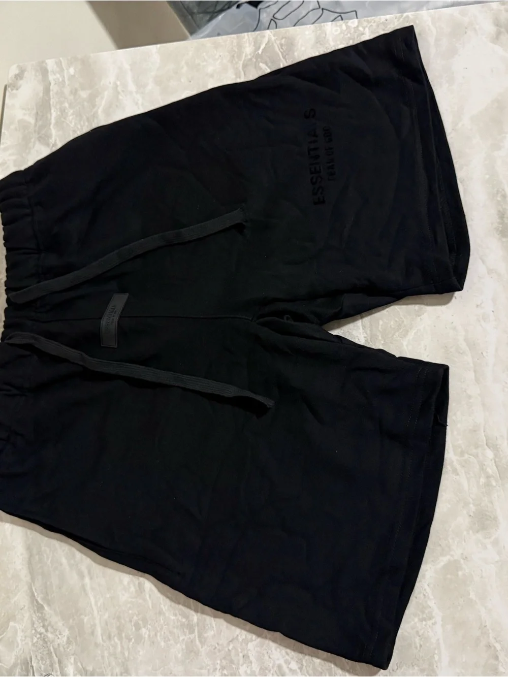 ESSENTIALS Men’s Black Athletic Drawstring Shorts